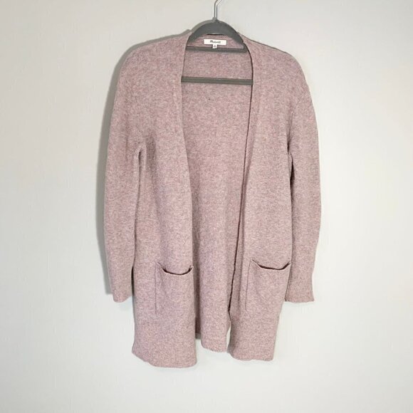 Madewell wool alpaca tunic length open front kent cardigan sweater with pockets - Picture 2 of 10